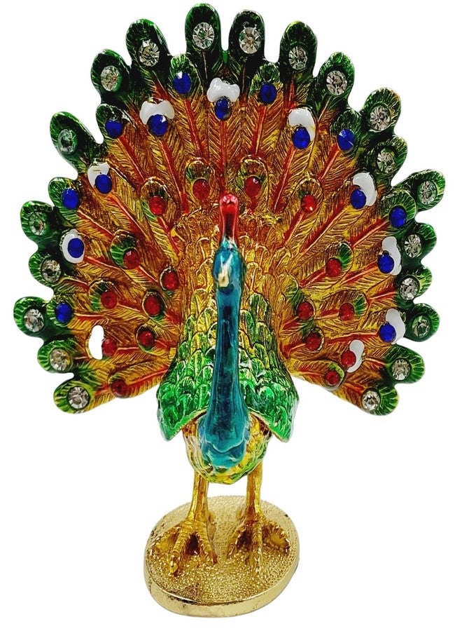 ART FLAUNTS Peacock Showpiece Bejeweled Statue for Mandir Temple Decoration Feng Shui Items for Good Luck, Decorative Items for Living Room - Image 4